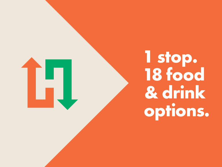 1 Stop. 18 food & drink options. | Hub Hall | Boston